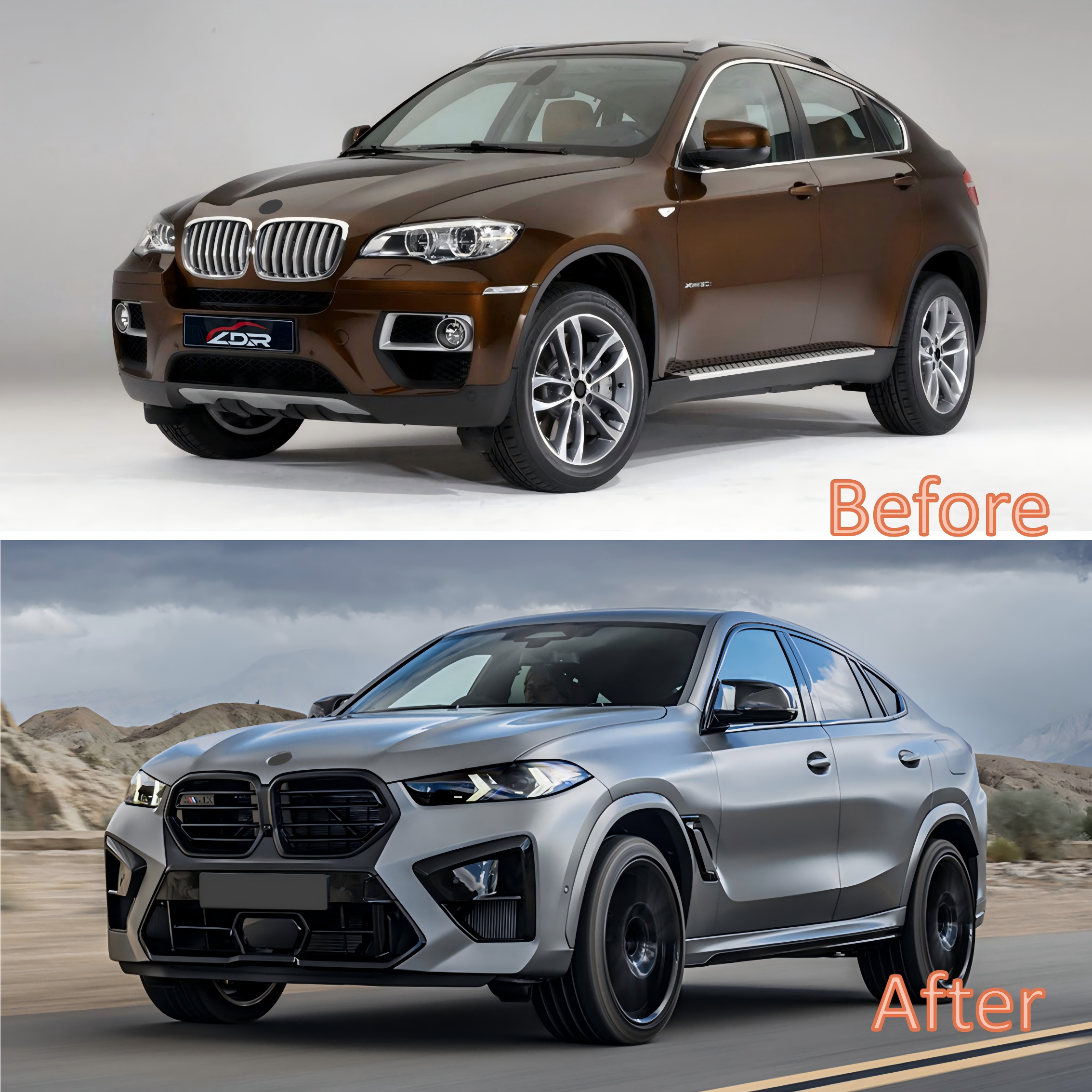 Body Kit for BMW X6 E71 2008-2014 Upgrade to 2023+ G06 X6M / MT Style Auto Body Kit Front & Rear Bumper