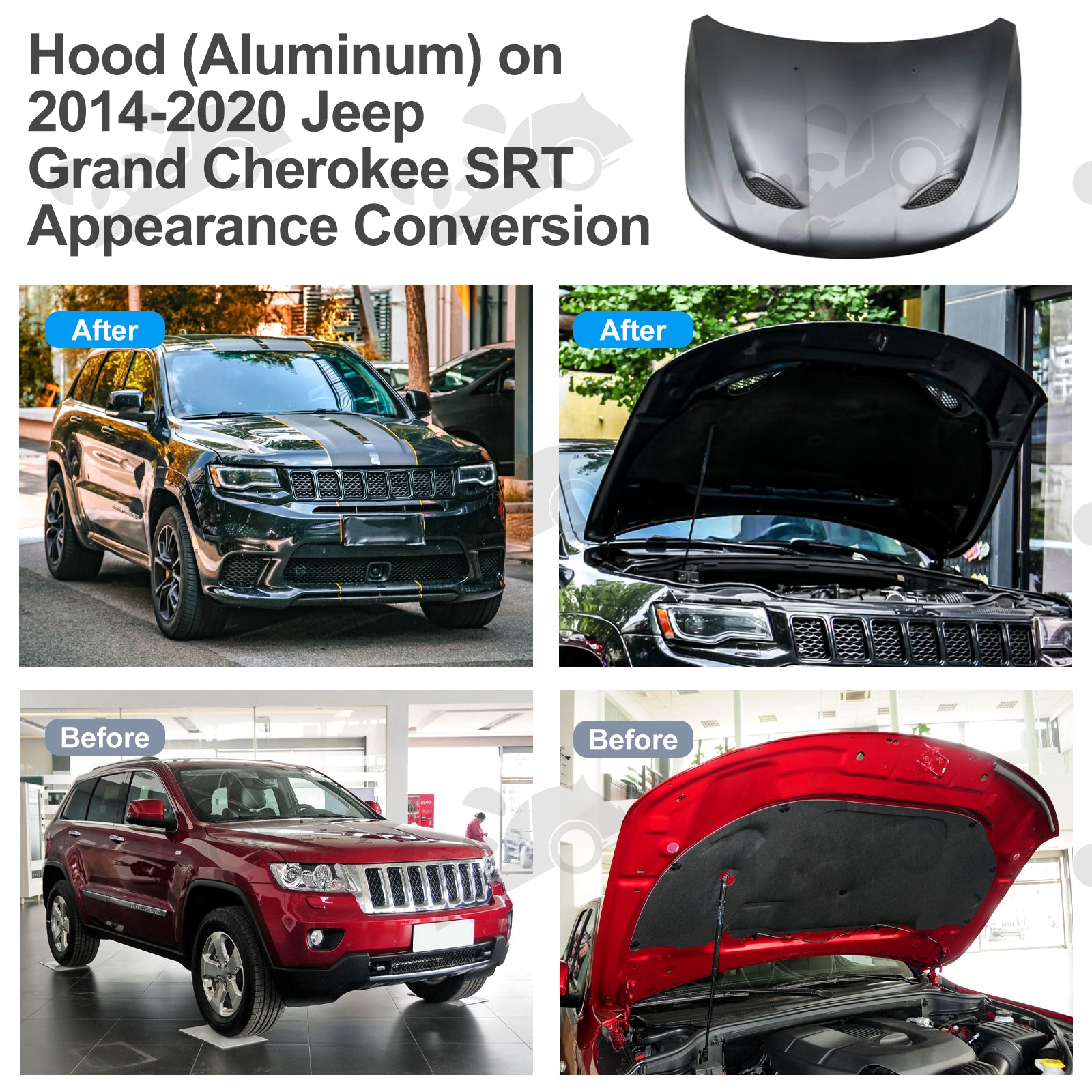 For Jeep Grand Cherokee 2011-2023 Upgrade to SRT-8 Body Kit with OEM Quality LED Headlight Bumper Grill Car Accessories Hood Wide Body kit