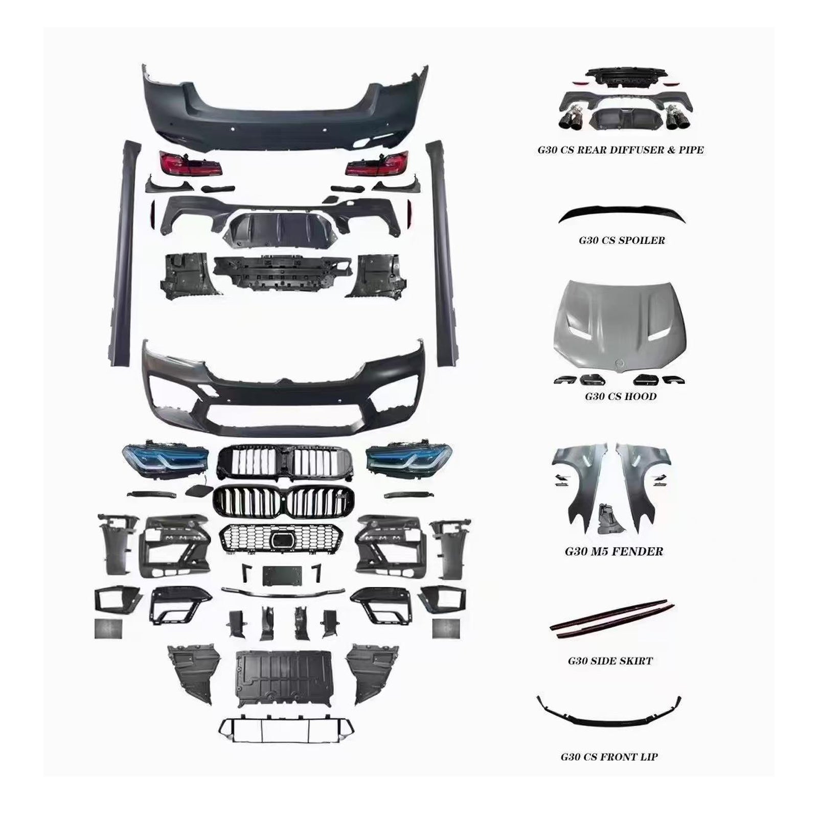 Body Kit for BMW 5 series G30 G38 2018-2023 Upgrade to MT/M5/M5CS Style Auto Body Kit Front & Rear Bumper LED Headlight