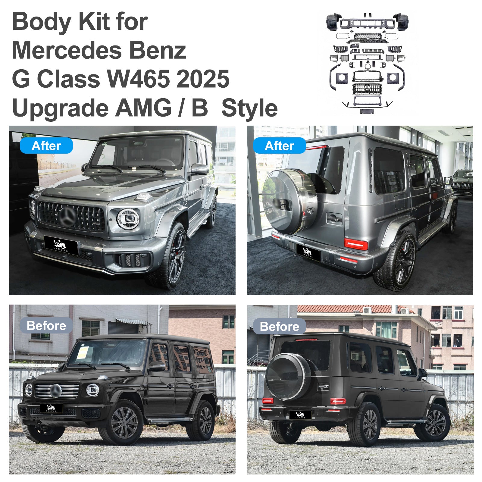 Body Kit for Mercedes Benz G Class W465 2025 Upgrade to AMG G63 / B Style Auto Body Kit Front & Rear Bumper