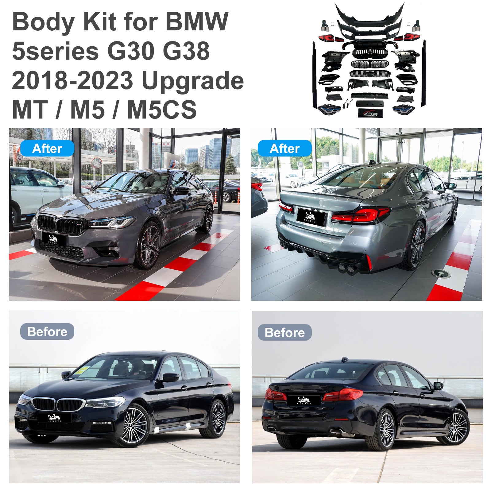 Body Kit for BMW 5 series G30 G38 2018-2023 Upgrade to MT/M5/M5CS Style Auto Body Kit Front & Rear Bumper LED Headlight