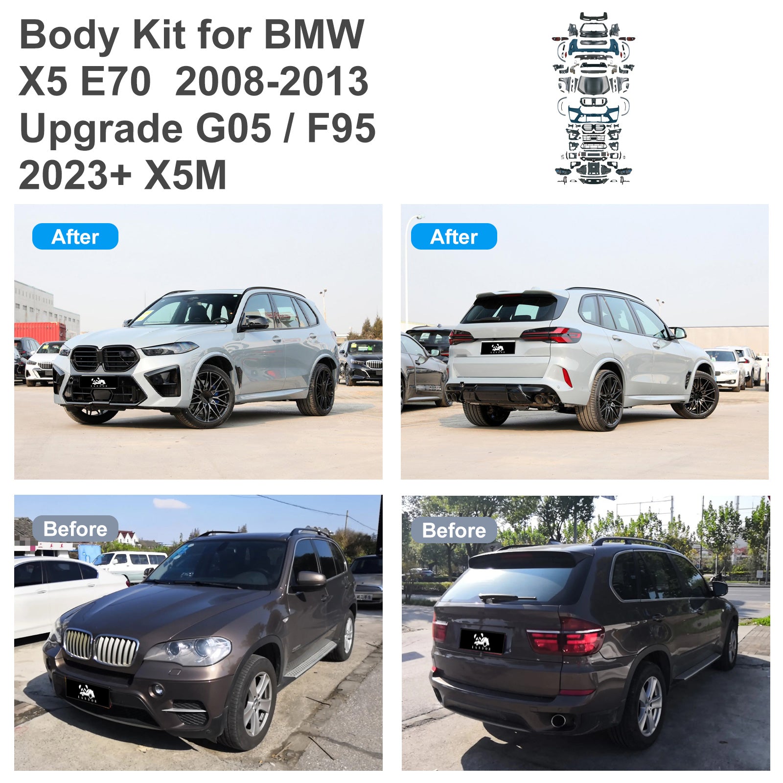 Body Kit for BMW X5 E70 2008-2013 Upgrade 2026 X5M Style Auto Body Kit Front & Rear Bumper LED Headlight