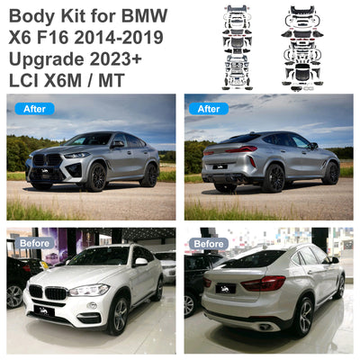 Body Kit for BMW X6 F16 2014-2019 Upgrade to 2023+LCI X6M / MT Style Auto Body Kit Front & Rear Bumper