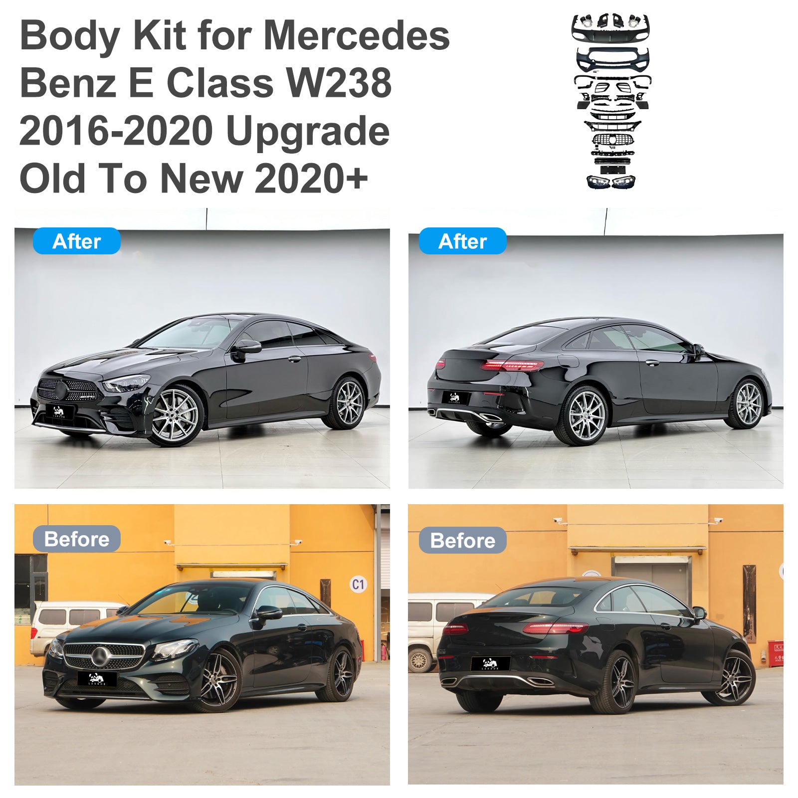 For Mercedes Benz E Class Coupe W238 (2016-2020) Upgrade Old To New W238 (2020+) Body Kit