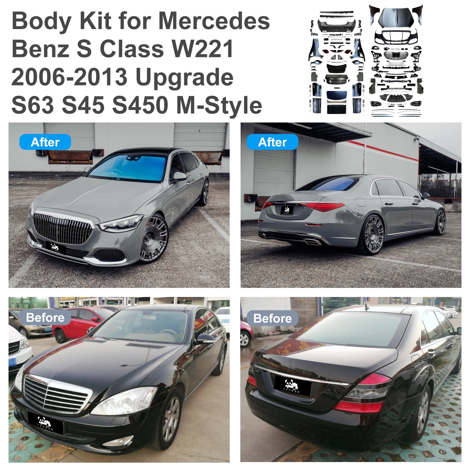 For Mercedes Benz S Class W221 (2006-2013) Upgrade W221/W222/W223 S63 S45 S450 MStyle Body Kit