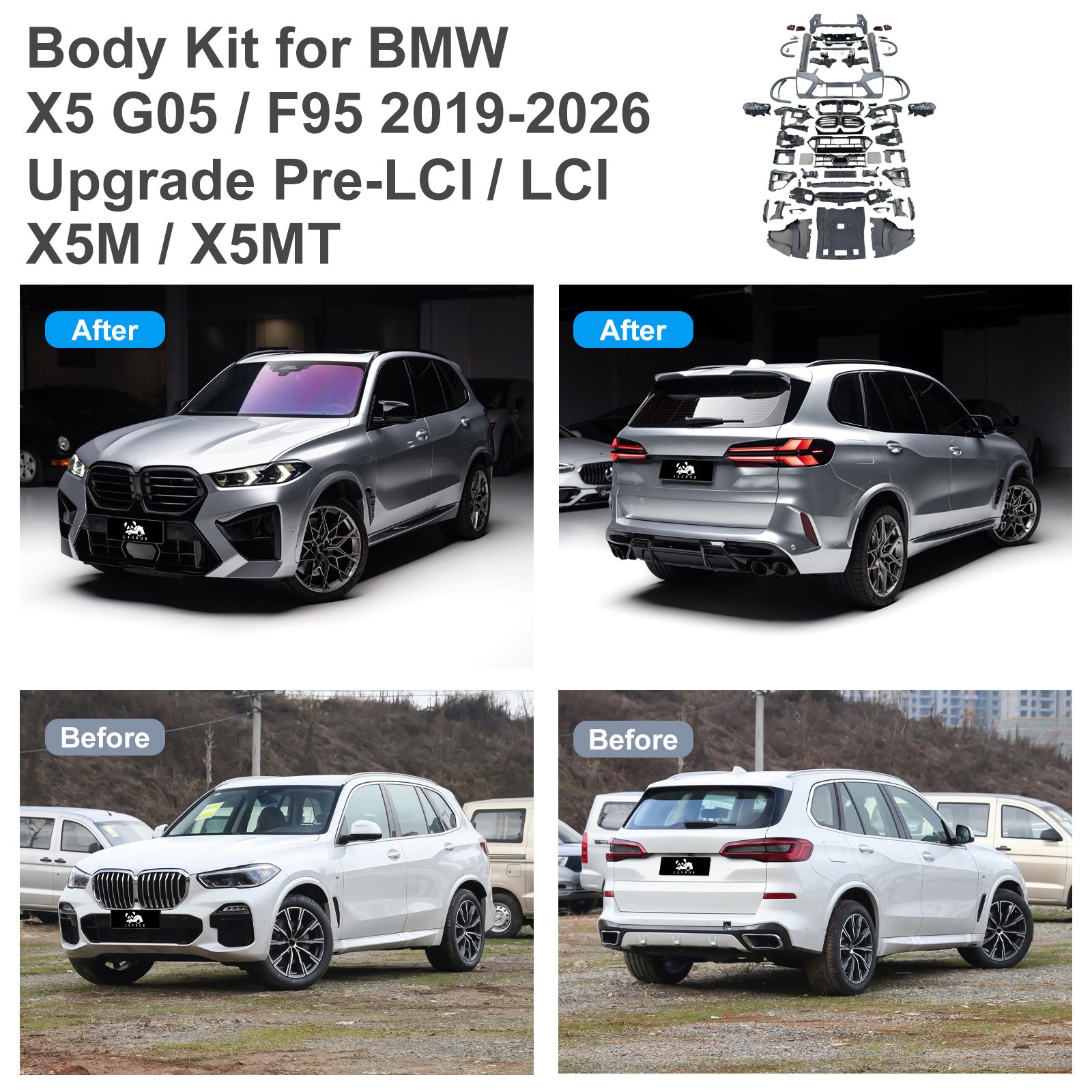 Body Kit for BMW X5 G05 2019-2023 Upgrade to G05 2026 X5M Style Auto Body Kit Front & Rear Bumper LED Headlight