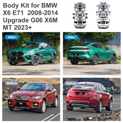 Body Kit for BMW X6 E71 2008-2014 Upgrade to 2023+ G06 X6M / MT Style Auto Body Kit Front & Rear Bumper