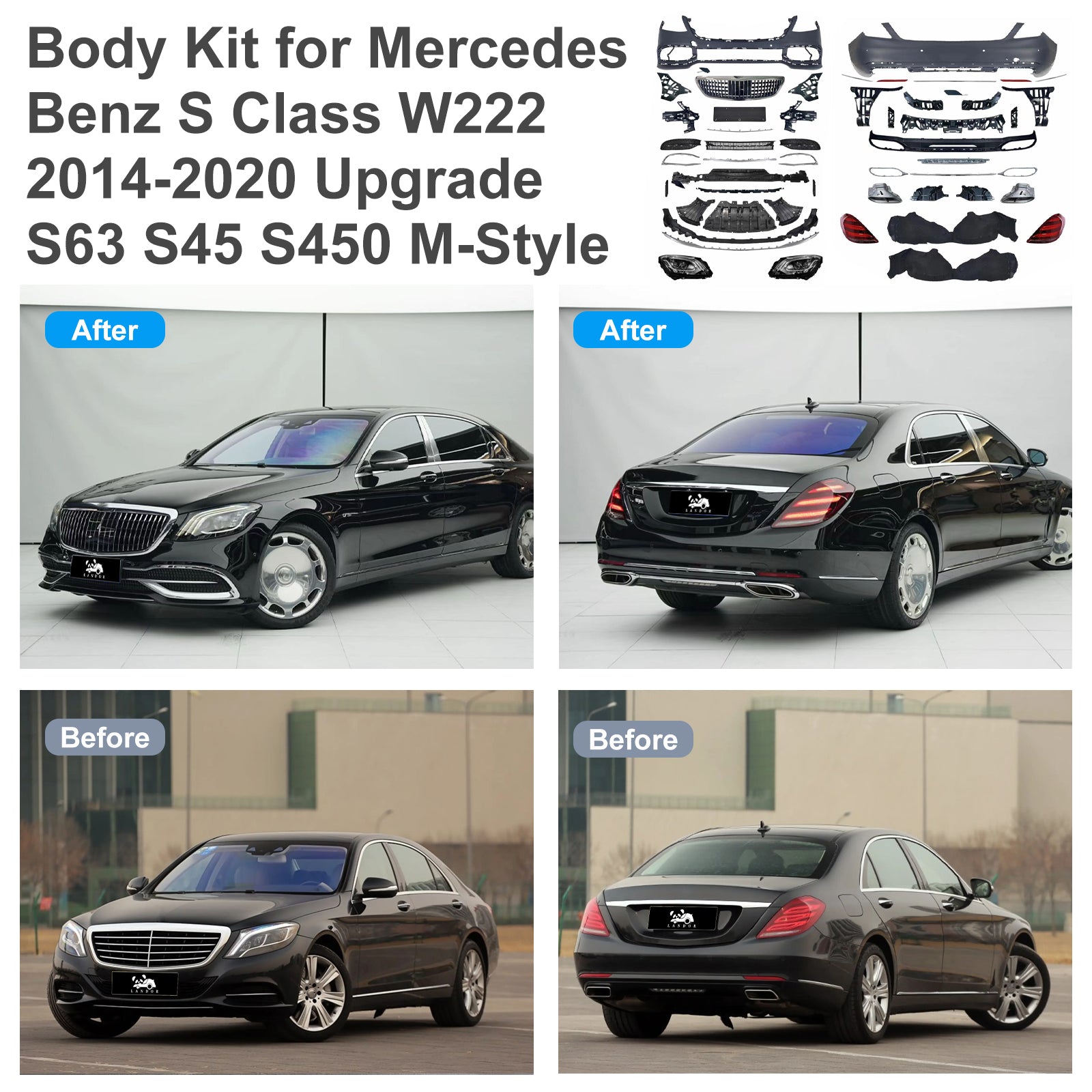 For Mercedes Benz S Class W222 (2014-2020) Upgrade W222 S63/S65/S450/B-Style/M-Style Body Kit